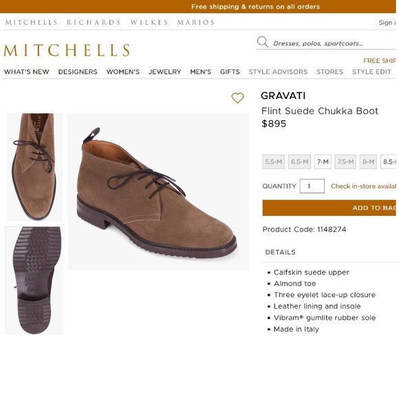 * NIB * $975 GRAVATI Richards Women's 9.5 W Wide Chukka 4896 * add $15 Trees - Picture 3 of 16